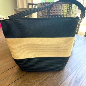 Beautiful Black and Beige Straw Type Handbag
